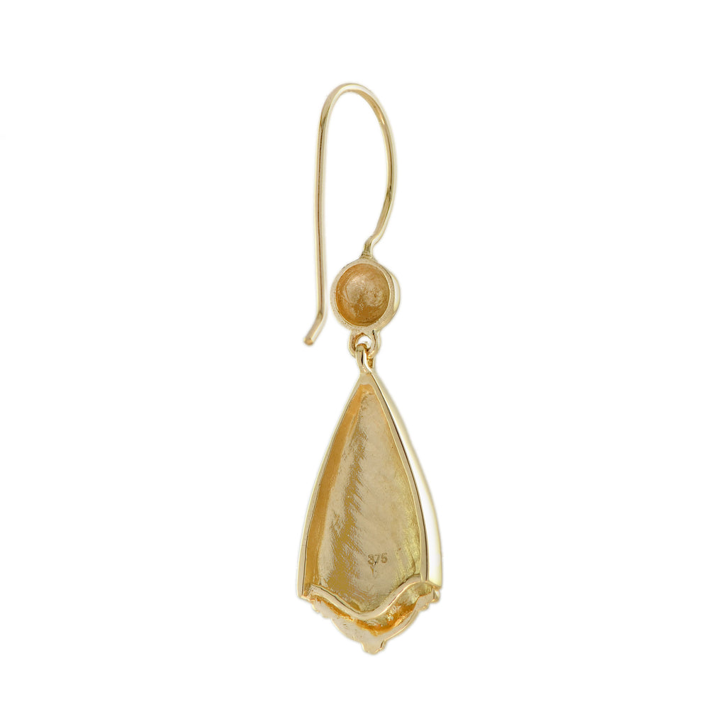 Vintage Style Star Motif Diamond Drop Earrings in 9K Yellow Gold