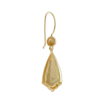 Vintage Style Star Motif Diamond Drop Earrings in 9K Yellow Gold