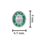 1.40 ctw Art Deco Style Green Emerald & Diamond 14K White Gold Earrings