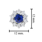 Round Cut Ceylon Blue Sapphire & Diamond Halo Set Stud White Gold Earrings