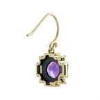 Amethyst & Peridot Vintage Style Dangle 9K Yellow Gold Earrings
