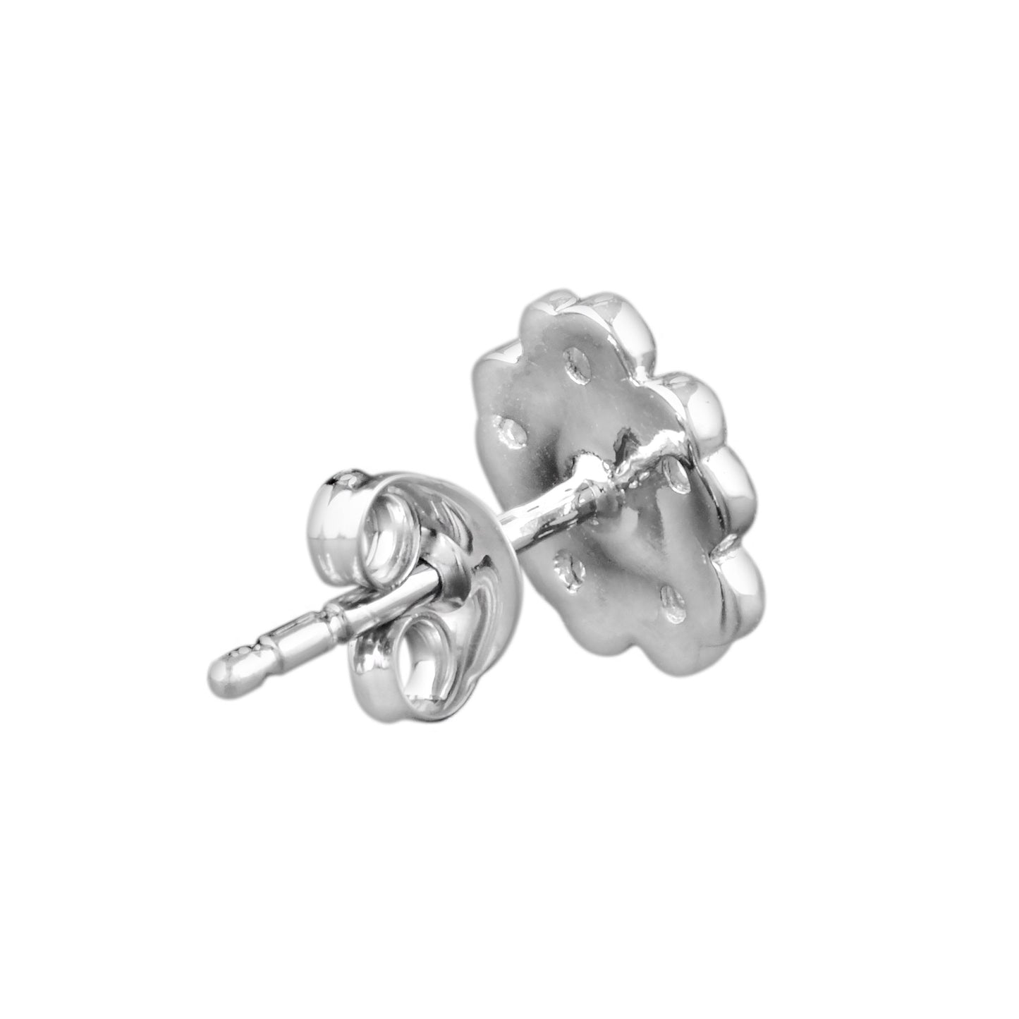 vintage style diamond cluster stud 14k white gold earrings