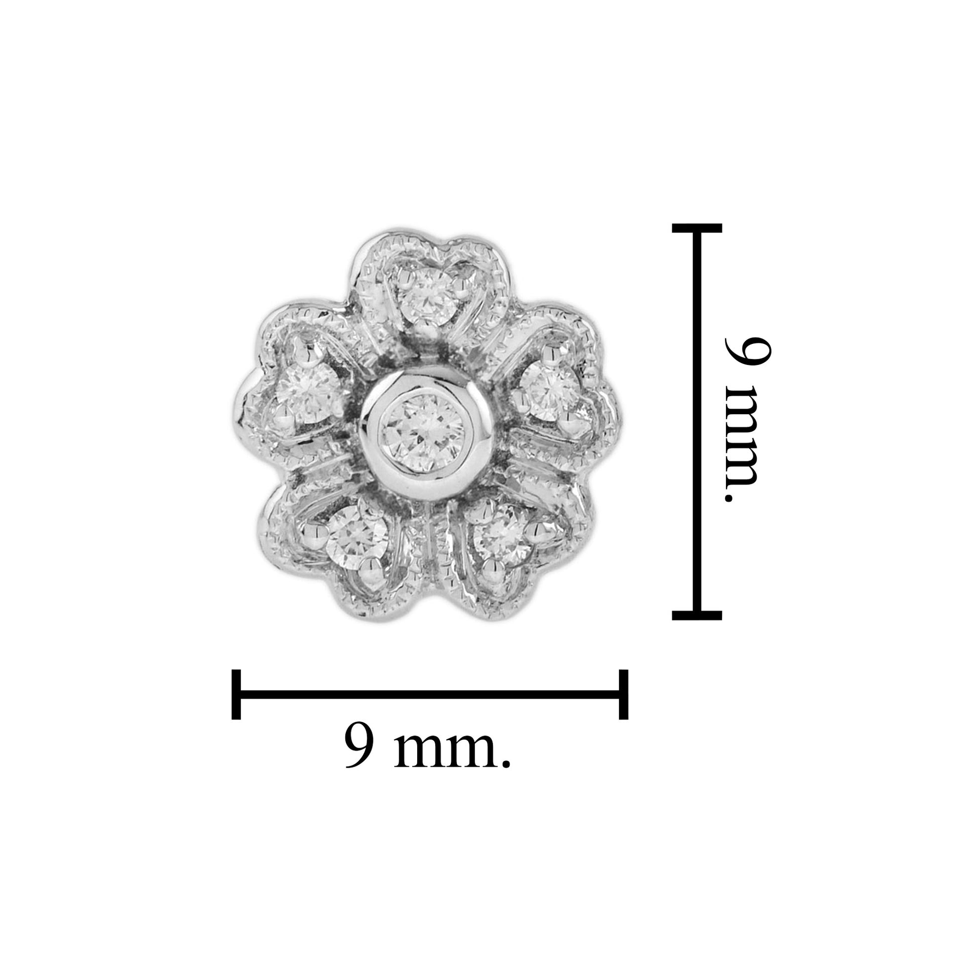Vintage Style Diamond Cluster Stud 14k White Gold Earrings