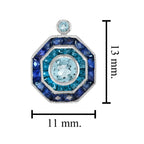 Aquamarine London Blue Topaz & Sapphire Art Deco Style White Gold Stud Earrings