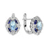 Blue Aquamarine & Sapphire Diamond Halo Art Deco Style White Gold Earrings