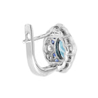 Blue Aquamarine Sapphire Diamond Art Deco Style Earrings & Ring Jewelry Set
