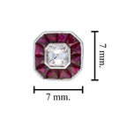 2.02 ctw Art Deco Style Ruby & Diamond Stud 14K White Gold Earrings
