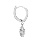Diamond Flower Floral Vintage Style Drop 14K White Gold Earrings