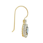 Ceylon Oval Shape Blue Sapphire Diamond Halo Antique Style 18K Gold Earrings