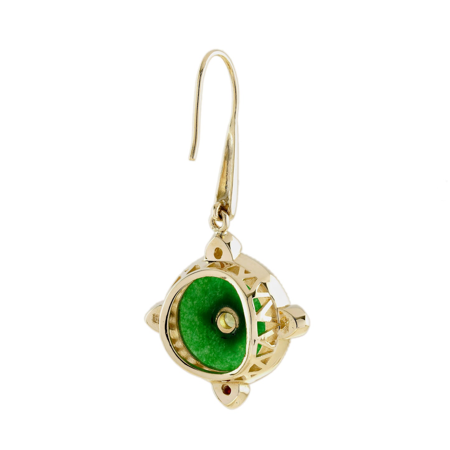 green peridot & jade vintage style drop 14k yellow gold earrings