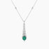 Green Emerald & Pear Diamond & White Diamond 18K White Gold Pendant Necklace