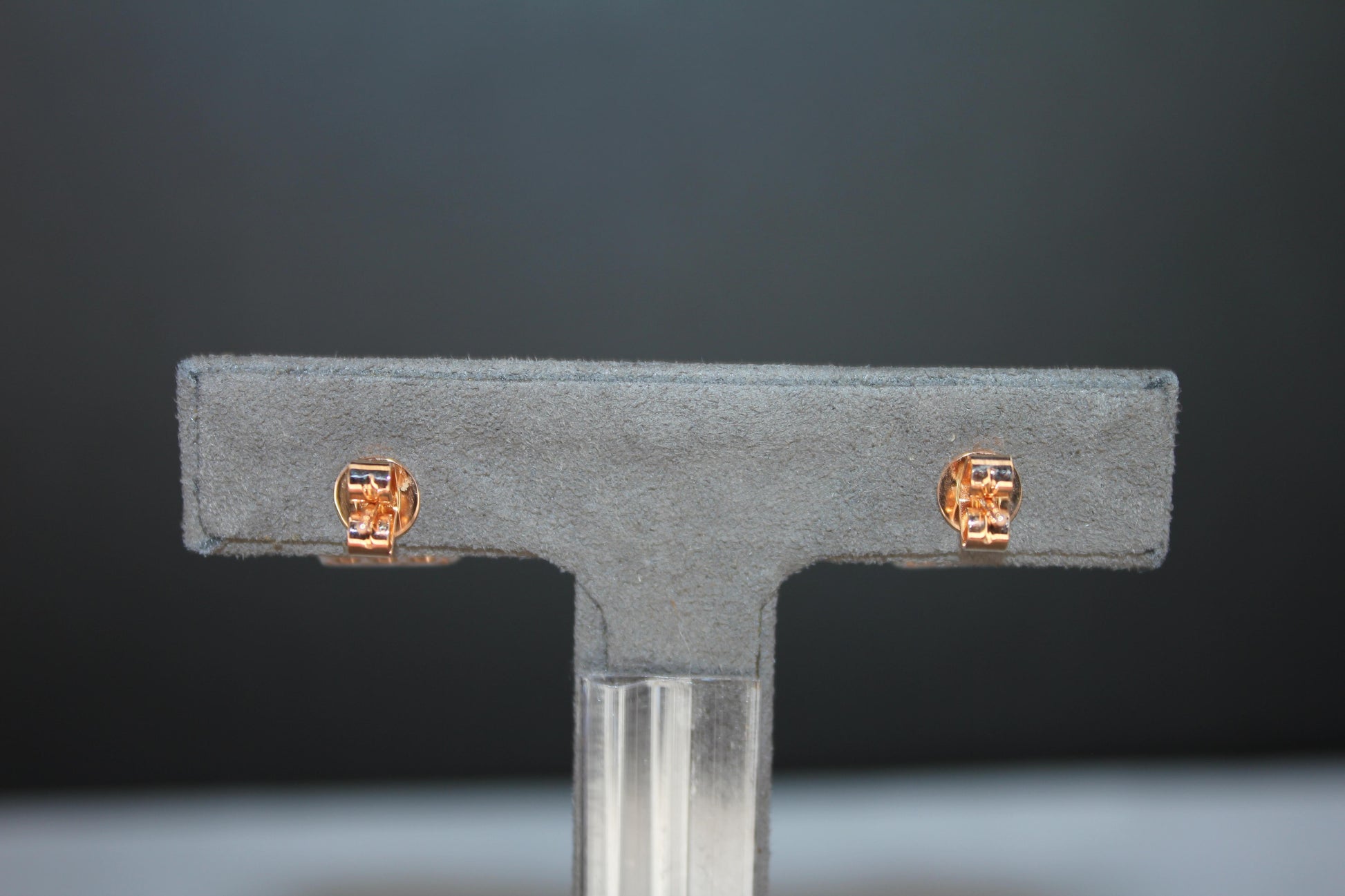 Emerald Cut Green Emerald Diamond Halo Stud 18K Rose Gold Earrings