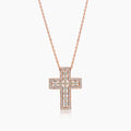 Brown Diamond & Fancy Diamond 18K Rose Gold Damiani Belle Cross Pendant Necklace