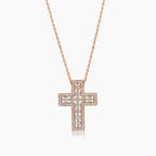 Brown Diamond & Fancy Diamond 18K Rose Gold Damiani Belle Cross Pendant Necklace