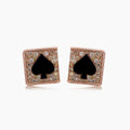 Fancy Diamond & Black Onyx 18K Rose Gold Playing Card Spades Cufflinks
