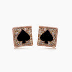 Fancy Diamond & Black Onyx 18K Rose Gold Playing Card Spades Cufflinks