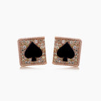 Fancy Diamond & Black Onyx 18K Rose Gold Playing Card Spades Cufflinks