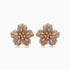 White & Fancy Diamond Pave Set Lilly Floral Flower 18K Rose Gold Earrings