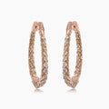 Fancy Diamond 18K Rose Gold Drop Style Unique Hoop Large Earrings