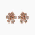 White & Fancy Diamond Pave Set Floral Flower 18K Rose Gold Earrings