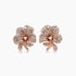 White & Fancy Diamond Pave Set Lilly Floral Flower 18K Rose Gold Earrings