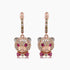Fancy Diamond & Ruby 18K Rose Gold Teddy Bear Earrings