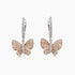 Diamonds Pave Butterfly Sweet 18K White & Rose Gold Drop Earrings