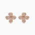 Fancy Diamond Pave Set Clover Petals 18K Rose Gold Earrings