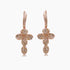 Fancy Diamond Pave Set Flower Petals 18K Rose Gold Cross Earrings