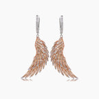 Fancy Diamond & White Diamond 18K Gold Bird Wings Fantasy Angel Earrings