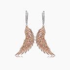 Fancy Diamond & White Diamond 18K Gold Bird Wings Fantasy Angel Earrings