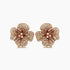 White & Fancy Diamond Pave Set Floral Flower 18K Rose Gold Earrings