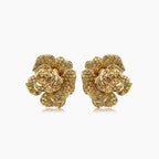White & Fancy Diamond Pave Set Floral Flower 18K Rose Gold Earrings