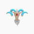 Taurus Bull Aries Ram Zodiac Diamond Pave & Turquoise 18K Gold Pendant