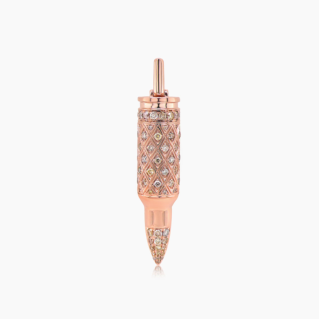 Fancy Color Diamond 18K Rose Gold Unique Bullet Rocket Pendant