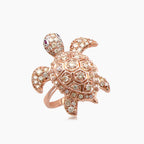 Turtle Fancy Diamond Ruby 18K Rose Gold Animal Ring