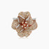 Fancy & White Diamond Pave Set Lilly Flower Floral 18K Rose Gold Ring