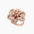 Fancy & White Diamond Pave Set Lilly Flower Floral 18K Rose Gold Ring