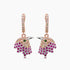 Eagle Bird Diamonds Pave & Ruby & Green Garnet 18K Rose Gold Earrings
