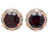 Fancy Round Red Garnet Diamond Halo 18 Karat Rose Gold Stud Statement Earrings