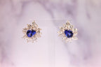 Fancy Tanzanite Pear Cut Drop Marquise Cluster Diamond 18k White Gold Earrings