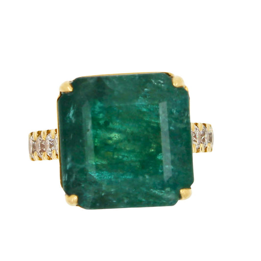Fancy Vivid Green Emerald Shape Square Step Cut Emerald Diamond Cocktail Stateme