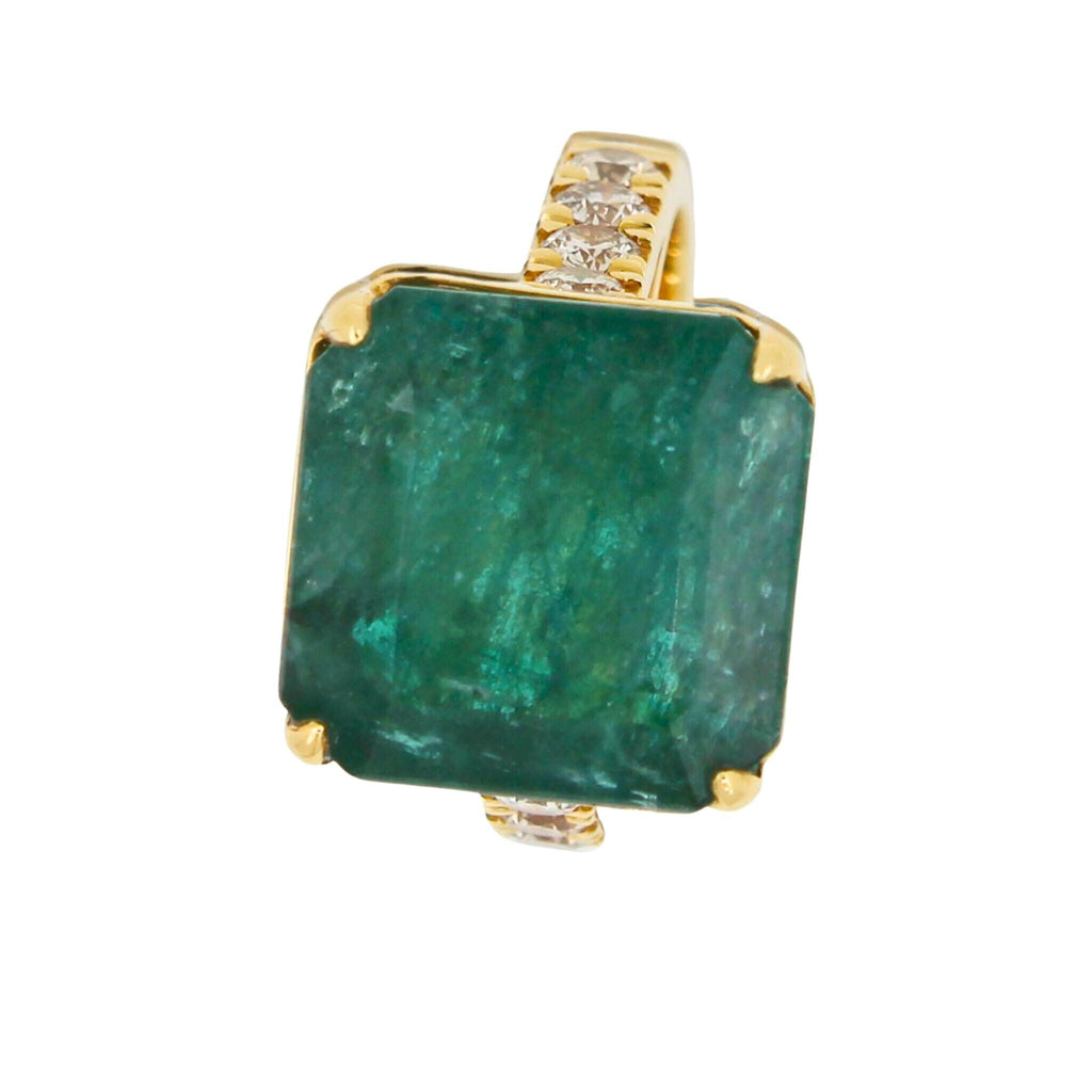 Fancy Vivid Green Emerald Shape Square Step Cut Emerald Diamond Cocktail Stateme