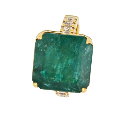 Fancy Vivid Green Emerald Shape Square Step Cut Emerald Diamond Cocktail Stateme