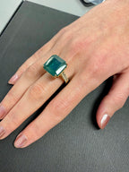 Fancy Vivid Green Emerald Shape Square Step Cut Emerald Diamond Cocktail Stateme