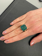 Fancy Vivid Green Emerald Shape Square Step Cut Emerald Diamond Cocktail Stateme