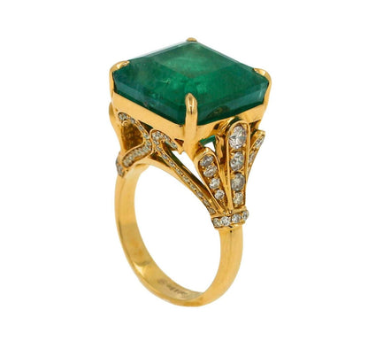 Fancy Vivid Green Emerald Shape Square Step Cut Emerald Diamond Cocktail Stateme