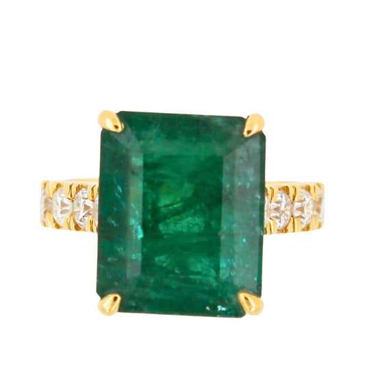 Fancy Vivid Green Emerald Shape Step Cut Emerald Diamond Cocktail Statement Uniq