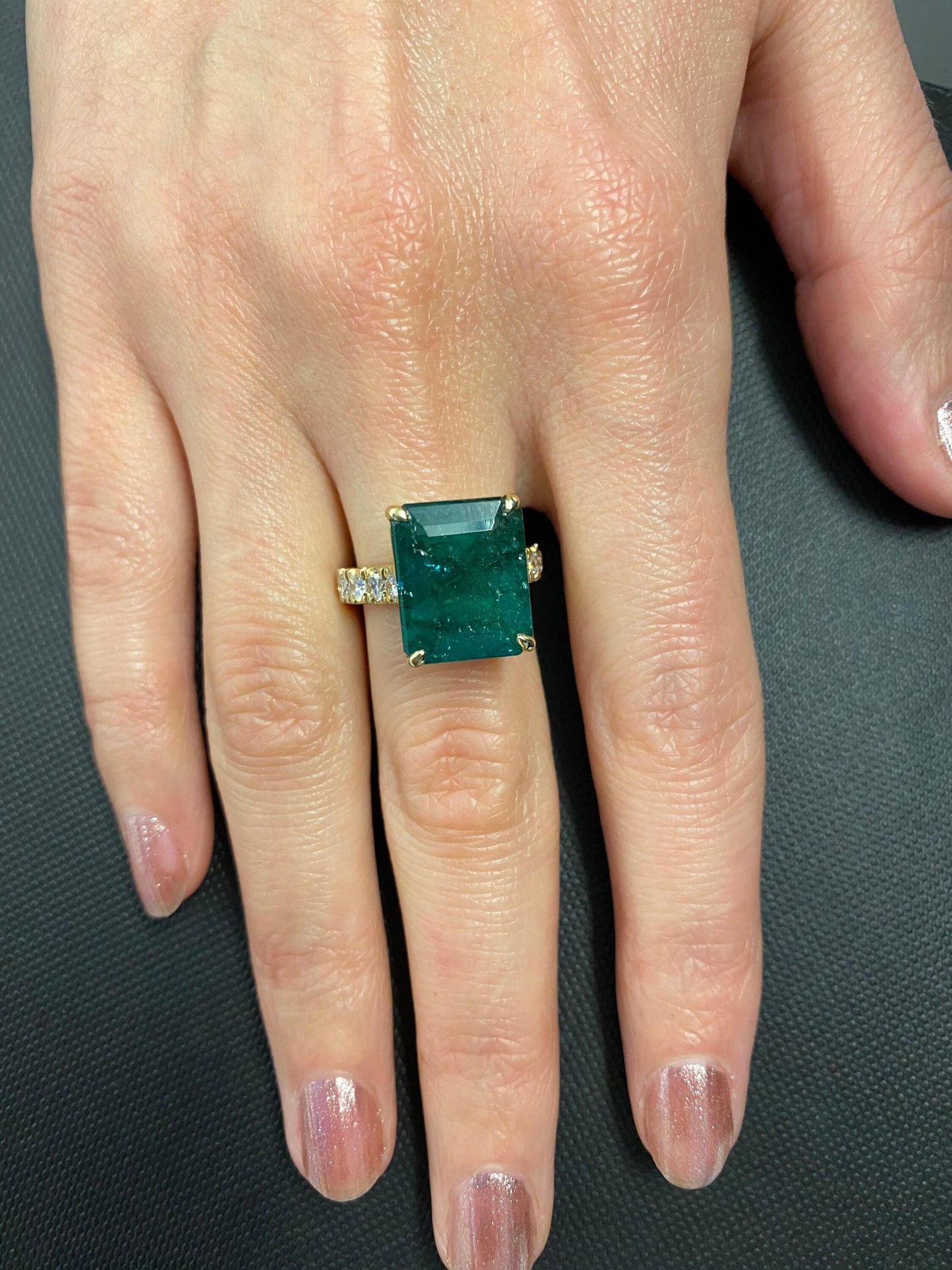 fancy vivid green emerald shape step cut emerald diamond cocktail statement uniq