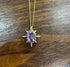 Purple Violet Amethyst Starburst Compass Diamonds Yellow Gold Pendant Necklace
